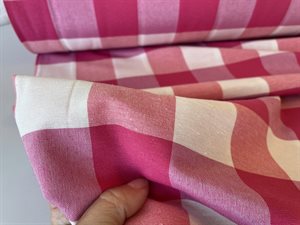 Vævet bomuld/pl  - garnfarvede tern i lyserøde toner